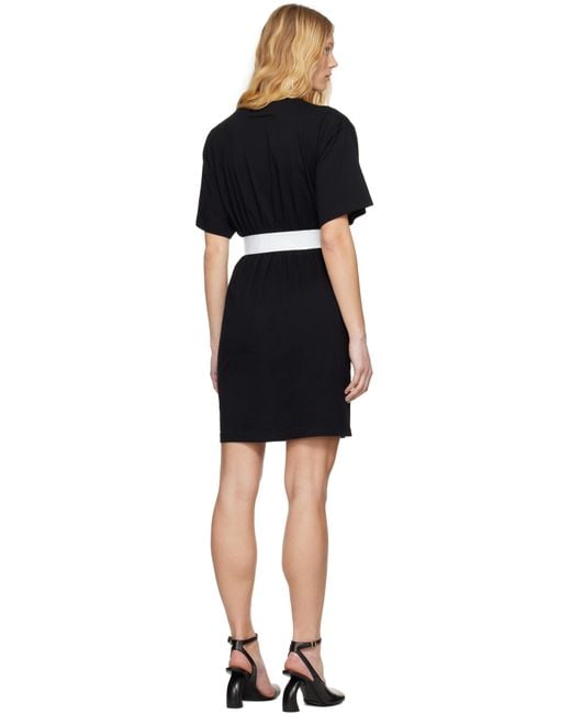 Robe Midi Noire En Jersey À Garniture De Style Ceinture MM6 by Maison Martin Margiela en coloris Black