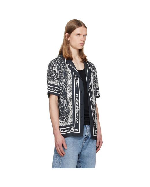 Balmain Black Printed Foulard Pyjama Shirt for men