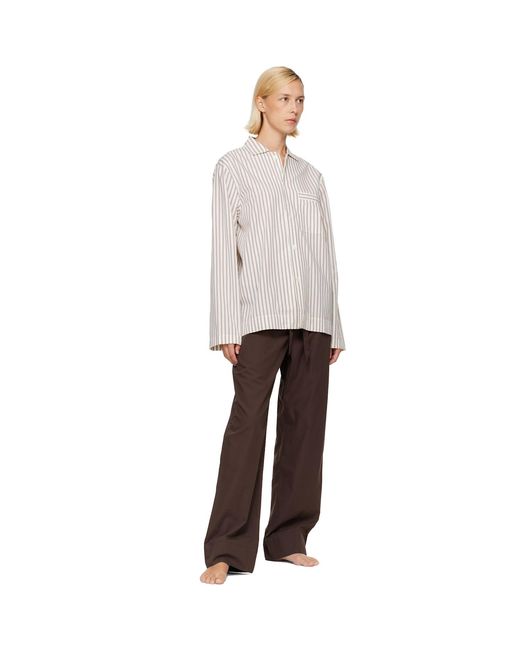 Tekla Brown Poplin Pyjama Pants