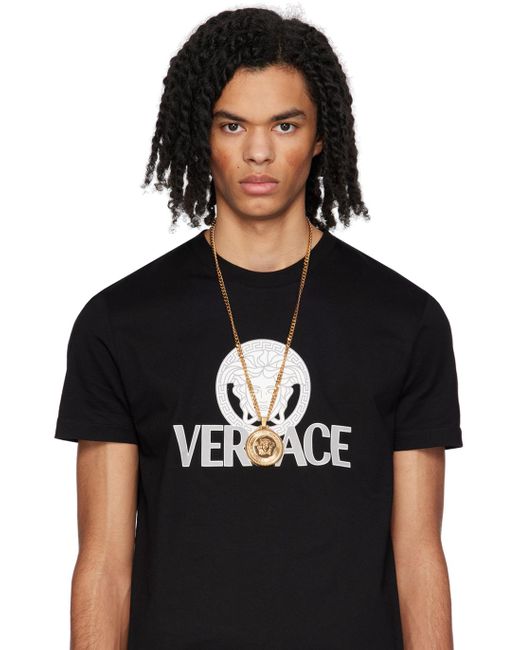 Versace Black Gold Medusa biggie Necklace for men