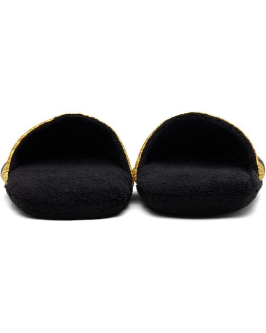 Versace Black 'I Heart Baroque' Slippers for men