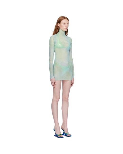 Off-White c/o Virgil Abloh Black Blue Tie-dye Minidress