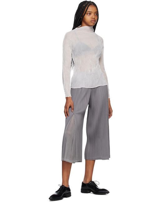 Pleats Please Issey Miyake Gray Flick Trousers | Lyst Australia