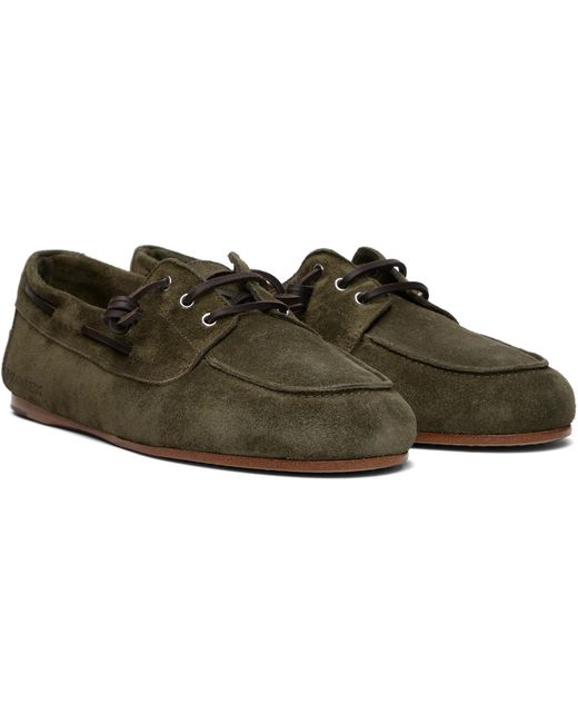 DSquared² Black Khaki Embossed-Logo Boat Shoes for men