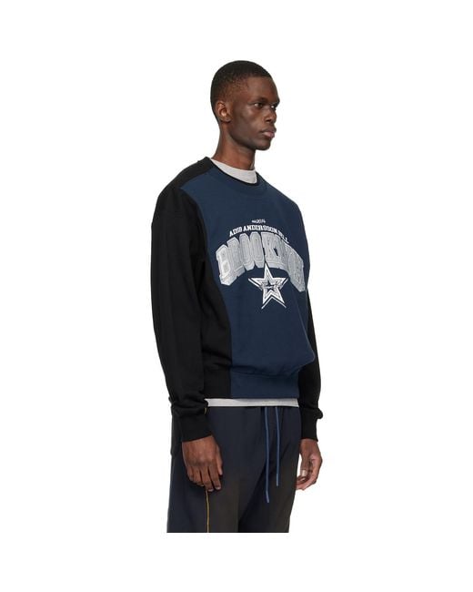 ANDERSSON BELL Blue Arch Logo Layered Sweatshirt for men