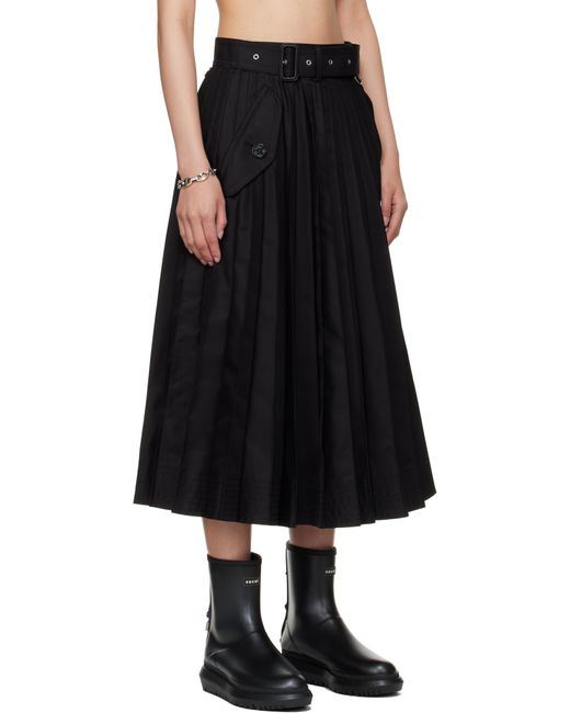 Sacai ブラック Cotton Gabardine ミディアムスカート Black