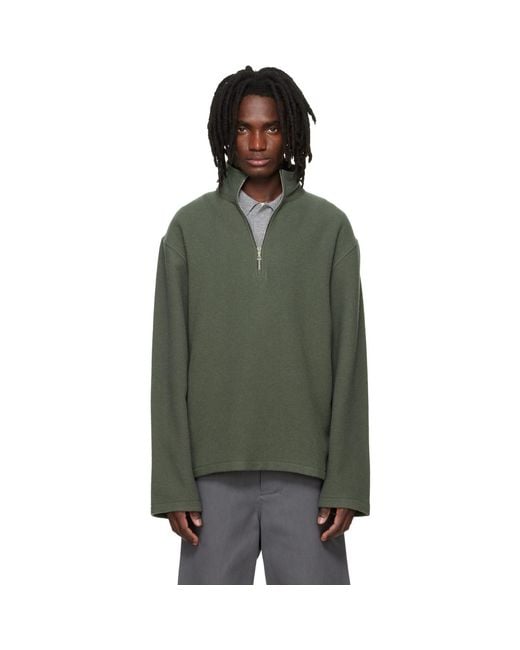 Rier Green Fleece Athletic Sweater for men