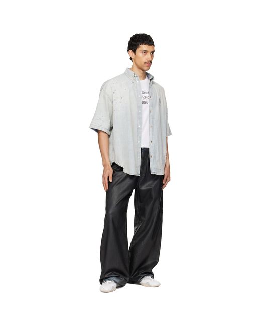 Acne White Mended Denim Shirt for men