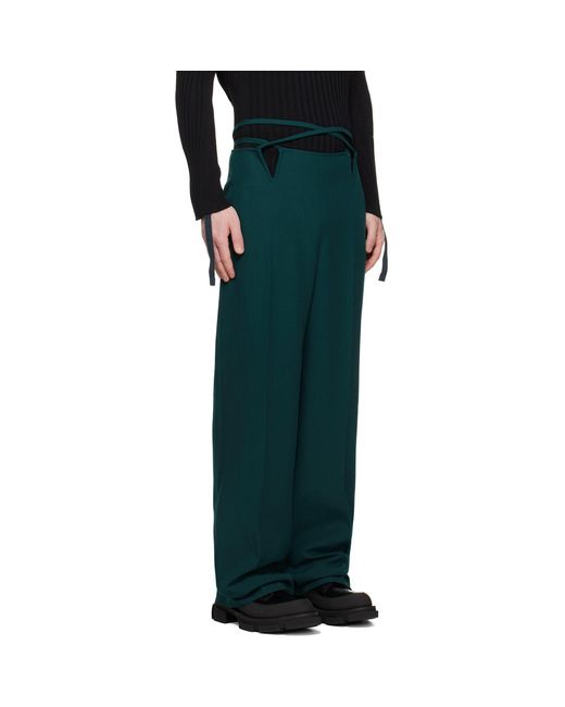 Dion Lee Black Green V-wire Trousers for men