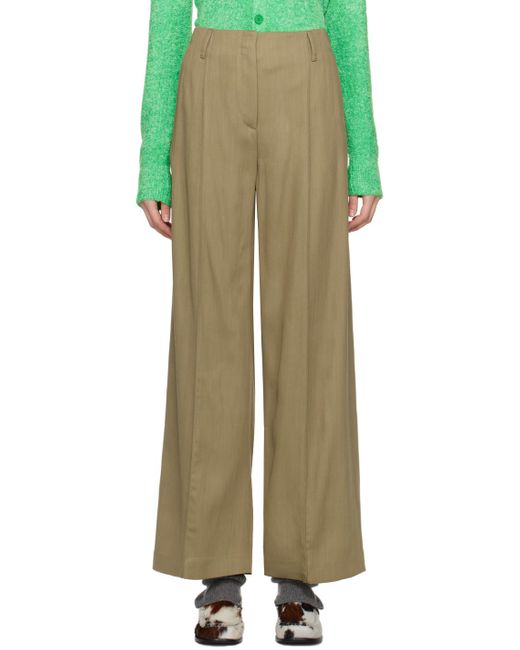 Acne Green Khaki Straight-leg Trousers