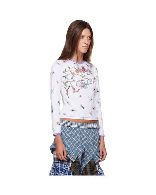 Chopova Lowena White Floral Buggy Fitted Jersey T-Shirt