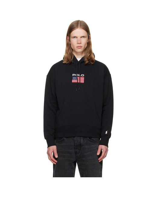 Polo Ralph Lauren Black Embroidered Logo Hoodie for men