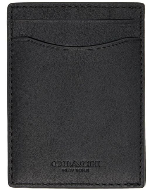 COACH Leather Money Clip Card Holder in Black for Men Lyst