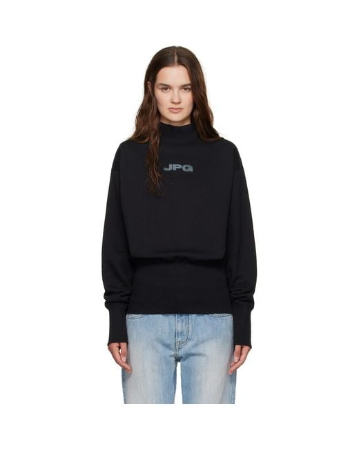 Jean Paul Gaultier Black Cropped Crew Neck 'Jpg' Sweatshirt