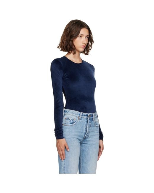 MM6 by Maison Margiela Blue Paneled Long-Sleeve T-Shirt