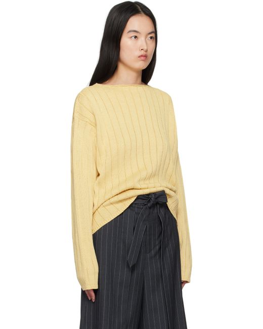 Pull Jaune À Col Bateau Auralee en coloris Blue