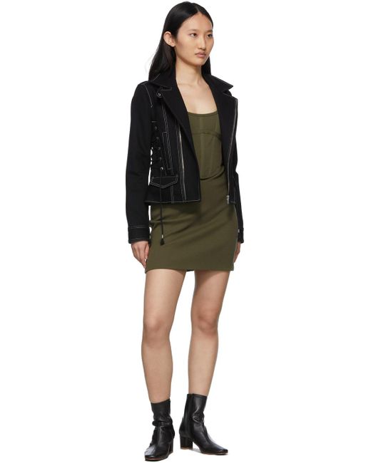 Dion Lee Ssense Exclusive Khaki Rib Corset Mini Dress in Green | Lyst UK