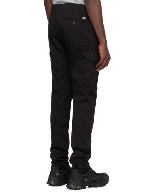 C P Company Black Ergonomic Cargo Pants for men