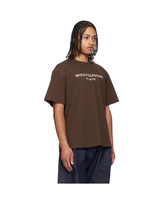 Wooyoungmi Brown Printed Logo T-Shirt for men