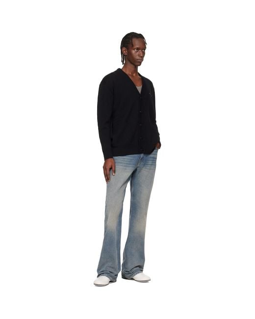 MARINE SERRE Black Merino Wool Knit Maxi Cardigan for men