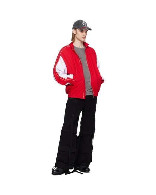 Kusikohc Red Full Zip Fleece Track Jacket for men