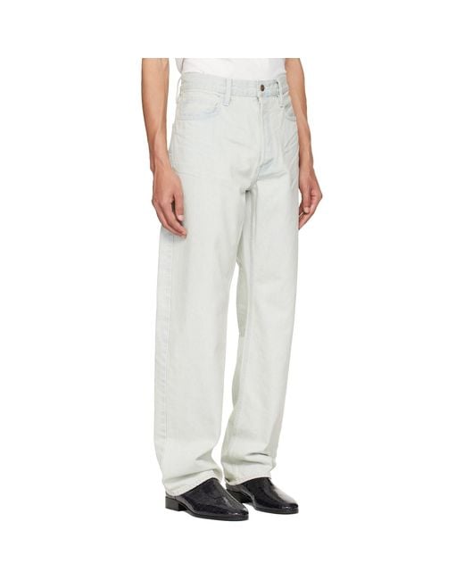 Fear Of God Gray Bleach Washed Denim Straight 5 Pocket Jeans for men