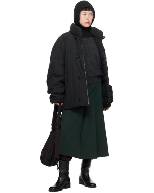 Dark Heavy-Duty Belted Stand Collar Short Puffer Jacket