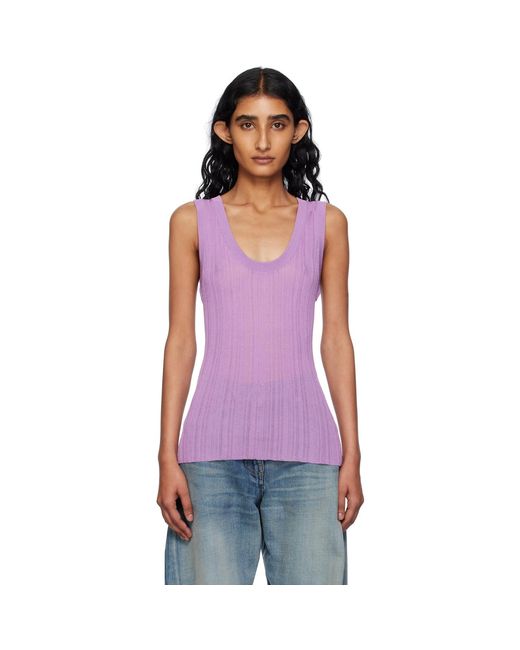 Versace Purple Ribbed Knit Tank Top