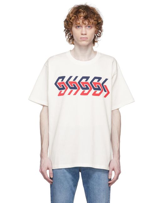 Gucci Cotton Off- Mirror T-shirt in Ivory/mc (White) for Men - Lyst