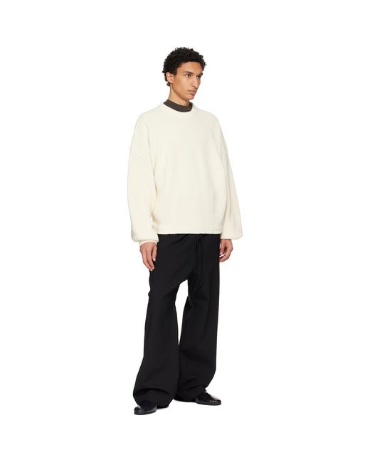 Fear Of God White Off- Double Knit Linen Wool Cotton Crewneck Sweater for men