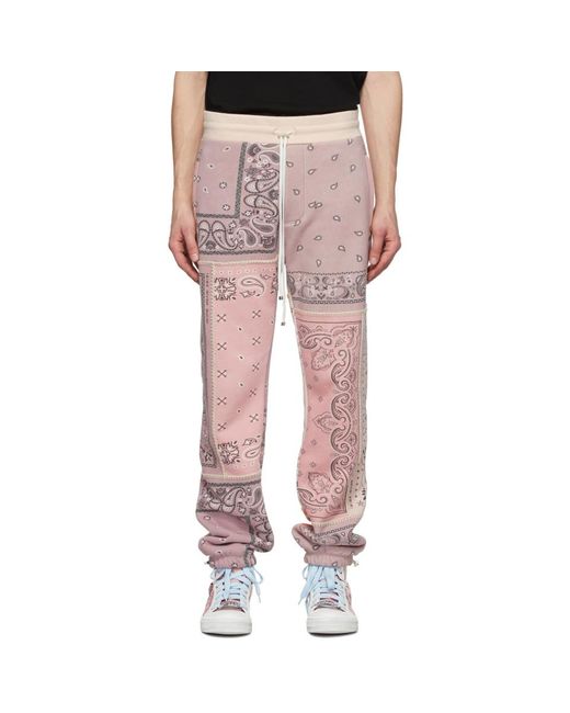 Amiri Pink Bandana Reconstructed Sweatpants for men