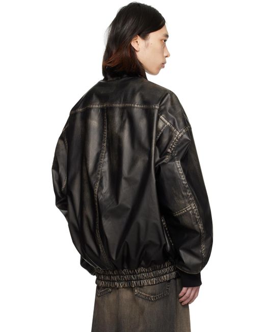 Maison Mihara Yasuhiro Black Miharayasuhiro Big Zip Faux-leather Jacket for men