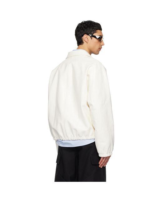Courreges White Off- Vinyl Zipped Bomber Jacket for men