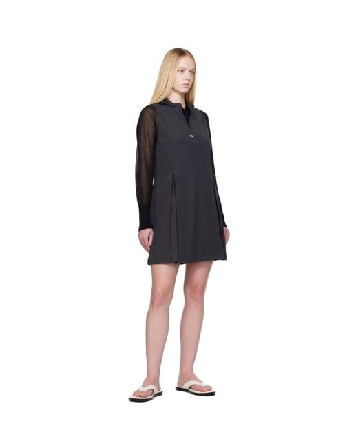 Amomento Black Nylon Hooded Minidress