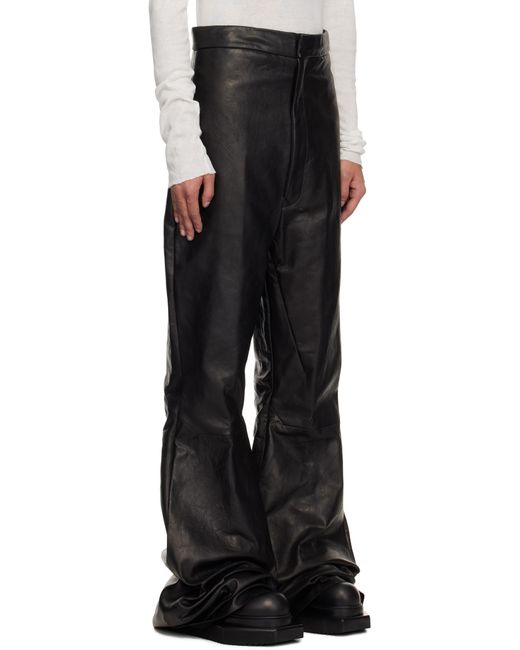 メンズ Rick Owens ブラック Hollywood Dirt Bolan レザー トラウザーズ Black