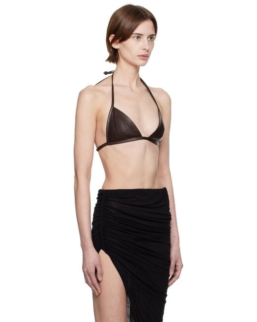 Rick Owens Black Hollywood Waxy Lamb Leather Bra