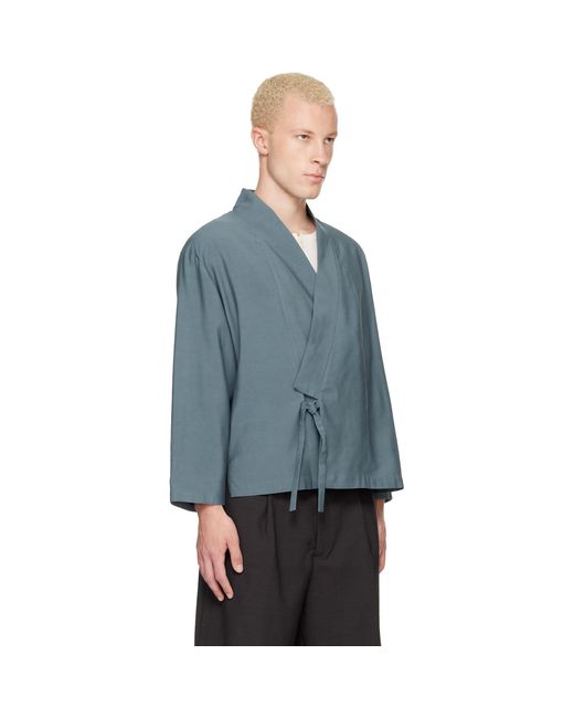 KENZO Blue Paris Viscose & Wool Kimono Jacket for men