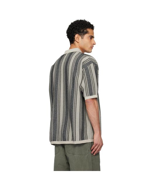Nanamica Gray Ooal Knit Sweater Polo for men