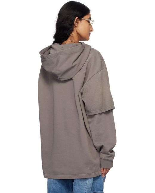 Acne グレー ダブルレイヤード フーディ Brown