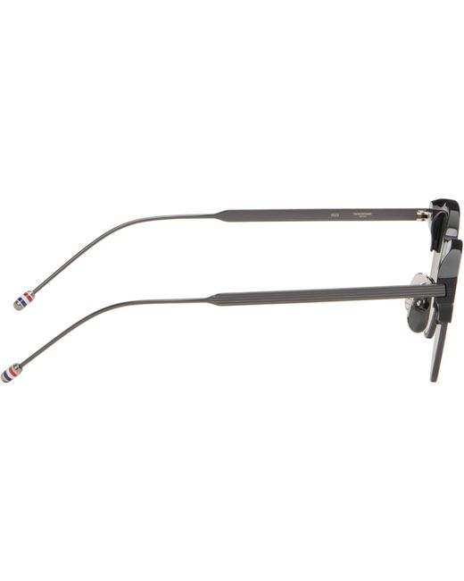 Thom Browne Gray Acetate & Titanium Oval Sunglasses for men