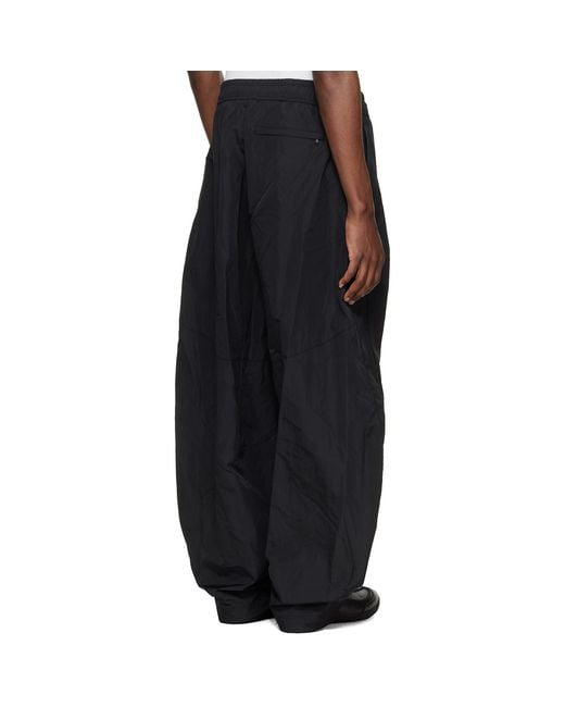 Wooyoungmi Black Barrel Leg Track Pants for men