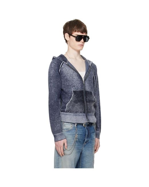 Acne Blue Zipper Hoodie for men