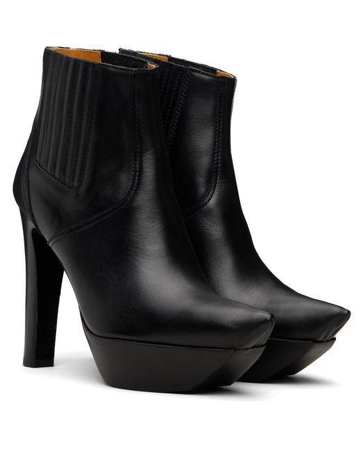 R13 Black Pointy Toe Platform Heeled Ankle Boots