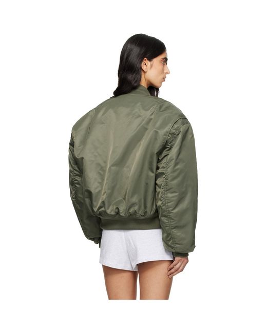 Entire studios Green Cropped Broad Bomber Jacket