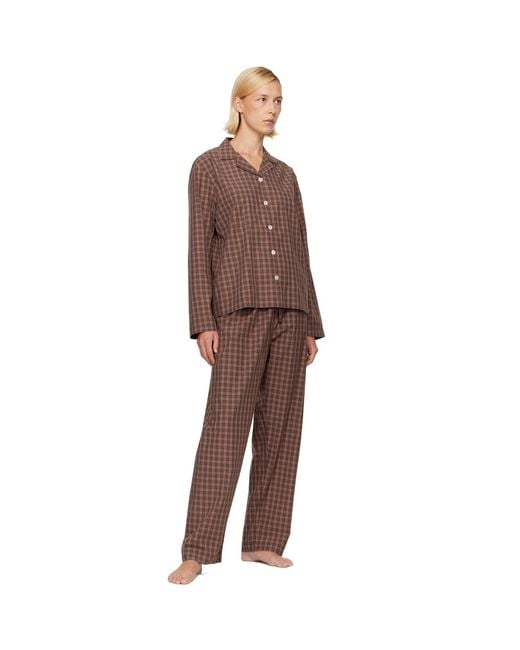 Tekla Brown Fine Twill Pyjama Pants