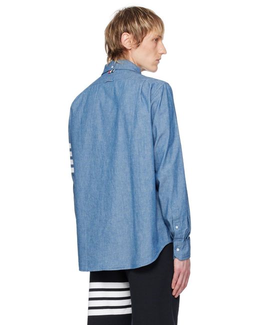Thom Browne Blue 4-Bar Shirt for men