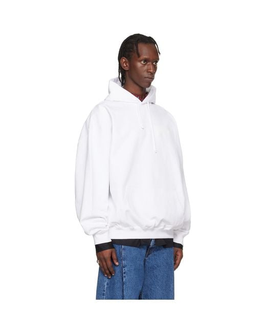 Vetements White Taped Logo Hoodie for men