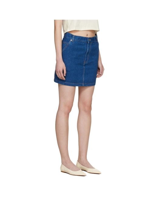 Maison Kitsuné Blue High-Rise Denim Miniskirt