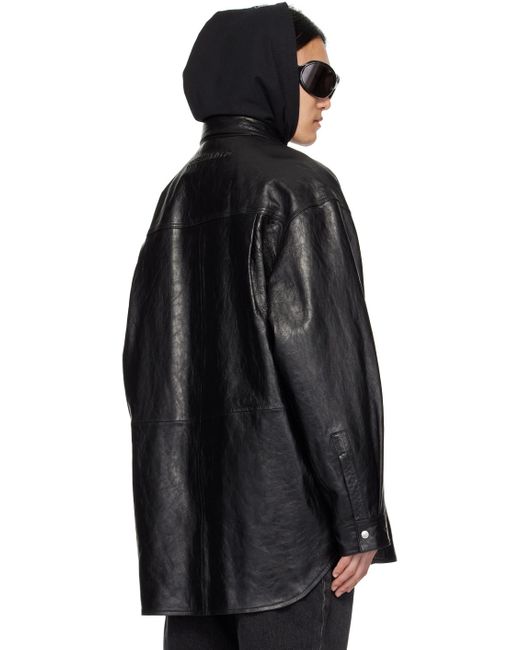 Acne Black Embossed Leather Jacket for men