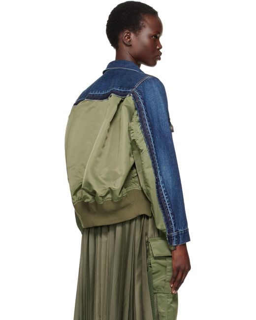 Sacai ブルー ナイロンツイル デニムジャケット Blue